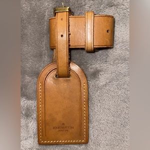 Authentic Vintage Louis Vuitton Luggage Tag and Poignier in Vachetta Leather